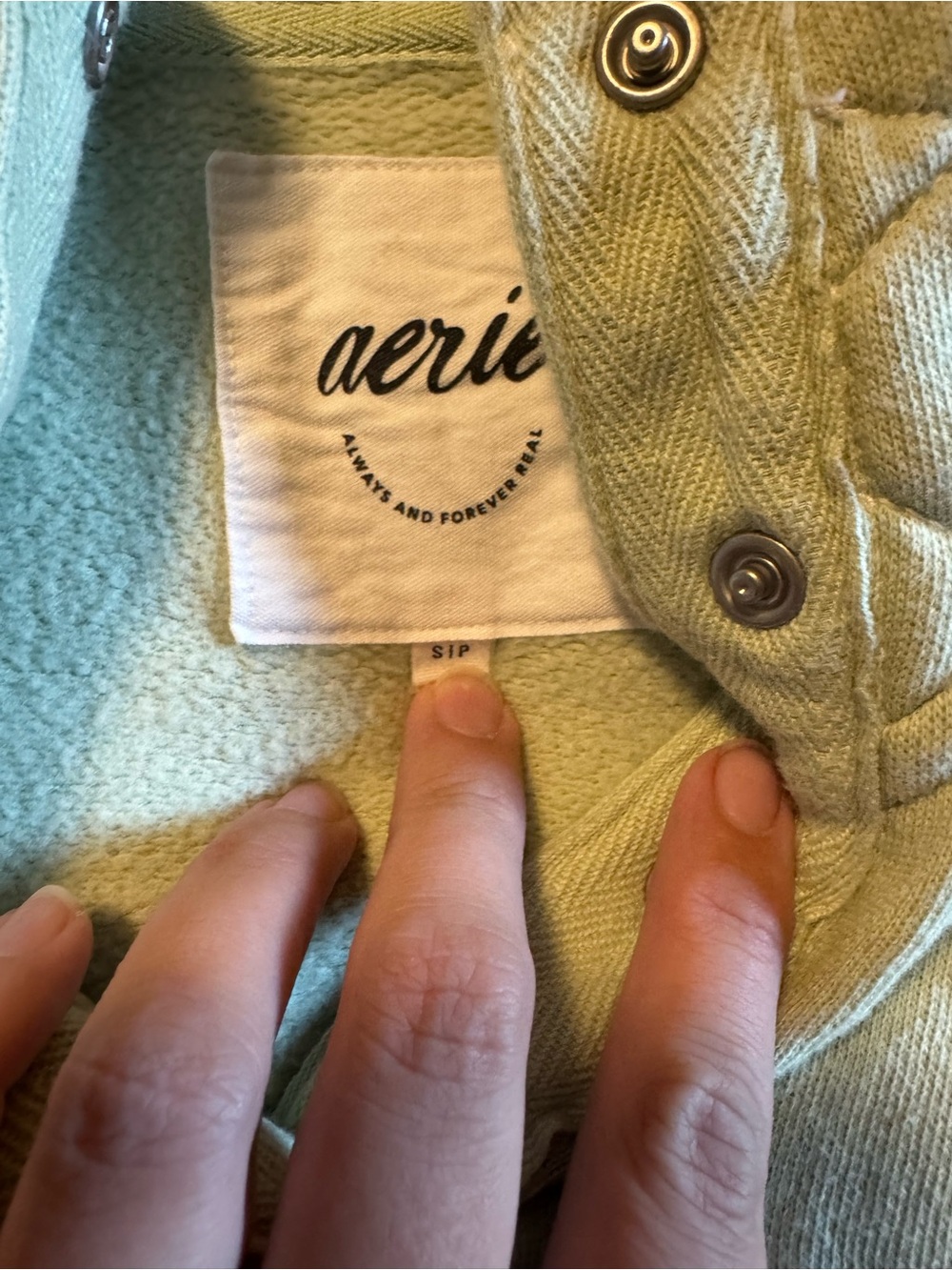 aerie Button-Front sweatshirt in Light Sage